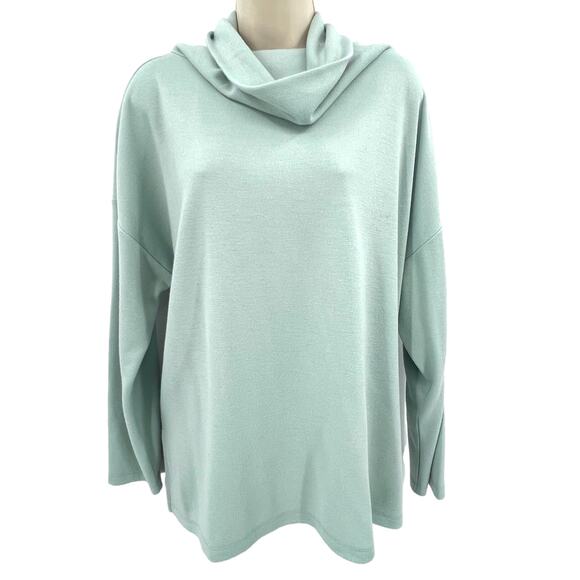 Ann Taylor Sweater Women's L Pastel Mint Green Cowl Neck Soft Cozy Cottagecore - Picture 2 of 7